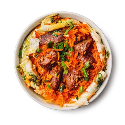 Beef fried rice with omelette